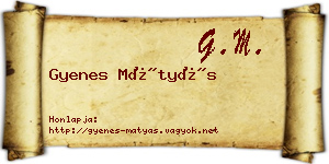 Gyenes Mátyás névjegykártya