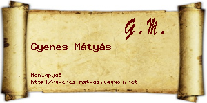Gyenes Mátyás névjegykártya