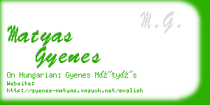 matyas gyenes business card